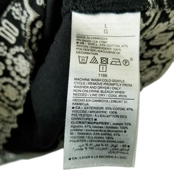 Black Old Navy Embroidered Ruffle Sleeve Cotton Rayon Dress L Pockets‎ Cottage - Picture 6 of 10